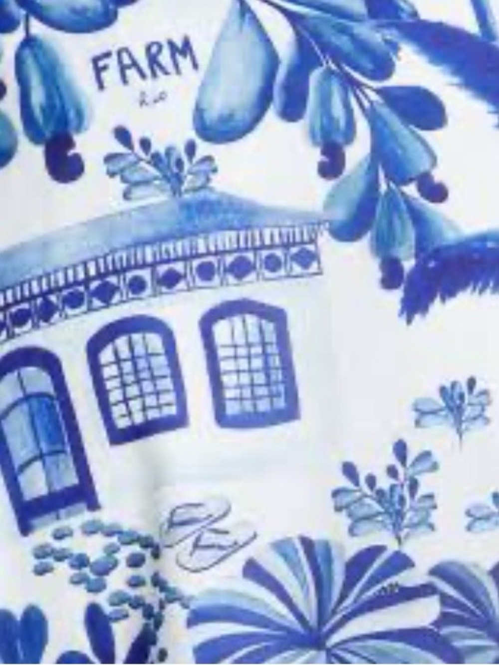 FARM Rio Sweet Rio Mix Print Set Blouse Skirt Tropical Ruffle Lace Blue White M - Picture 6 of 16